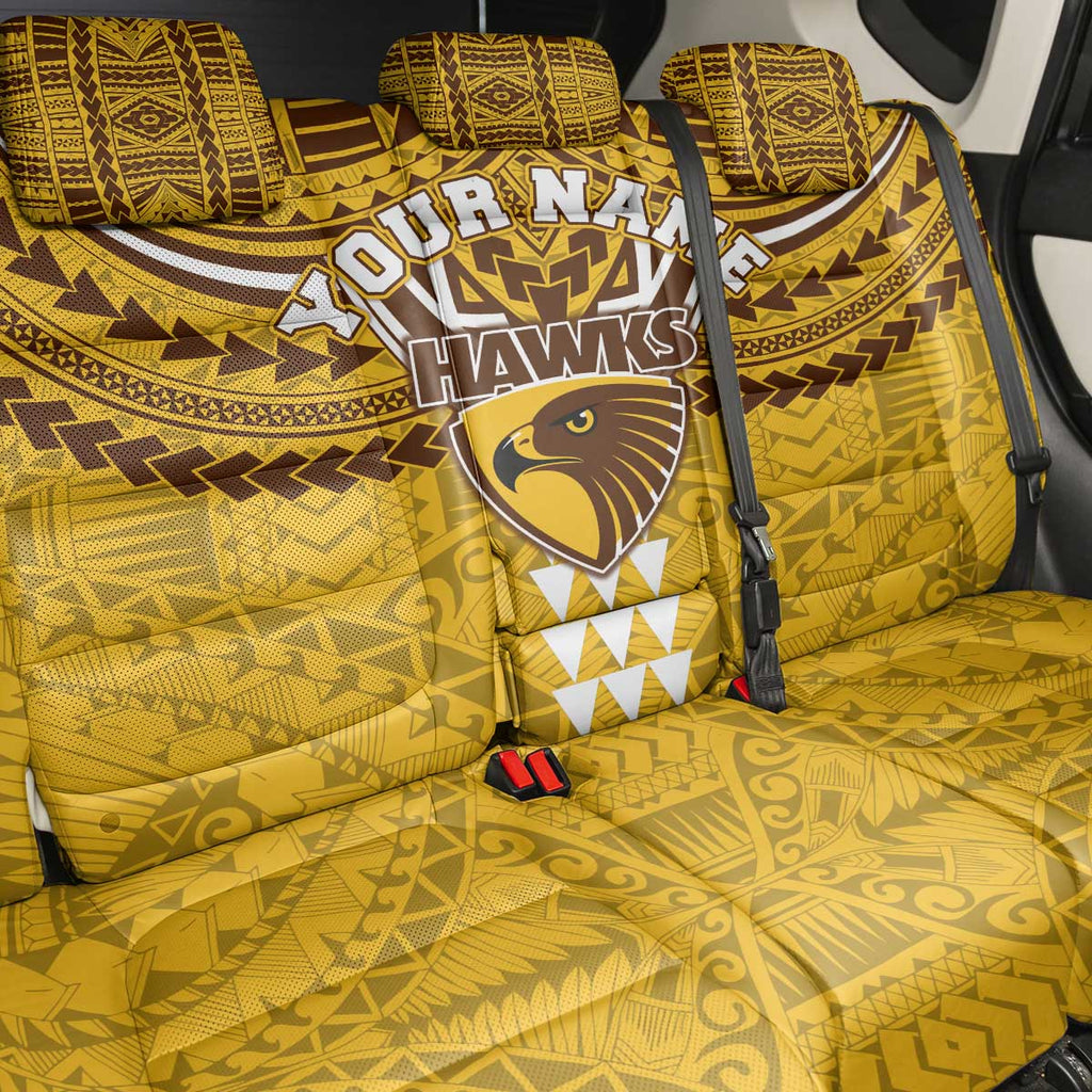 Personalized Hawthorn Hawks Back Car Seat Cover Polynesian Tribal Pattern Heritage Football