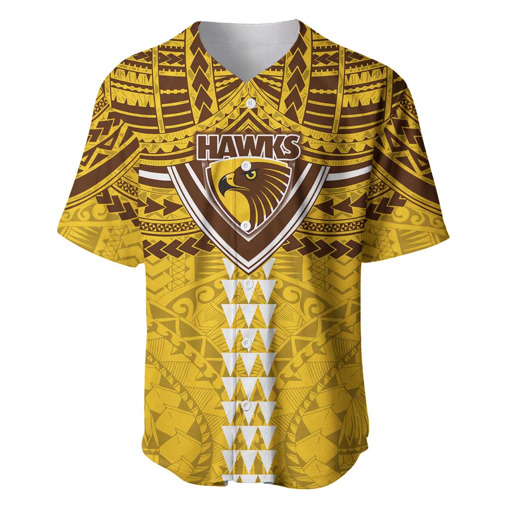 Personalized Hawthorn Hawks Baseball Jersey Polynesian Tribal Pattern Heritage Football