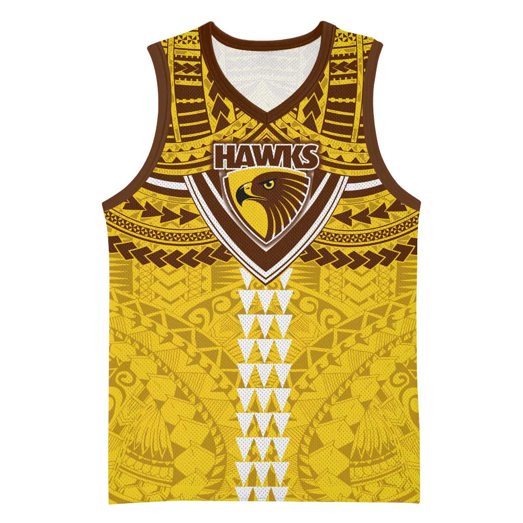Personalized Hawthorn Hawks Basketball Jersey Polynesian Tribal Pattern Heritage Football