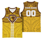 Personalized Hawthorn Hawks Basketball Jersey Polynesian Tribal Pattern Heritage Football