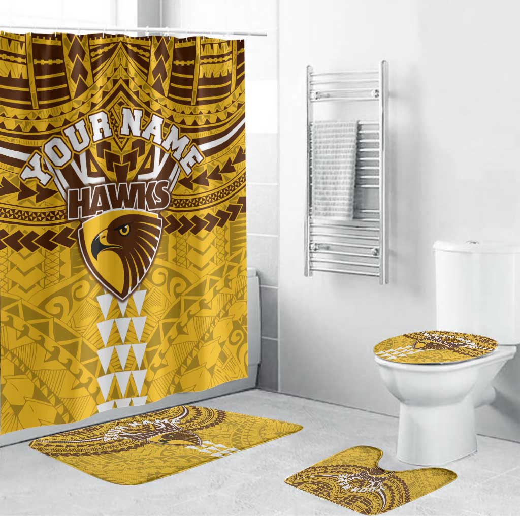 Personalized Hawthorn Hawks Bathroom Set Polynesian Tribal Pattern Heritage Football