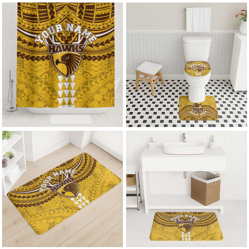 Personalized Hawthorn Hawks Bathroom Set Polynesian Tribal Pattern Heritage Football