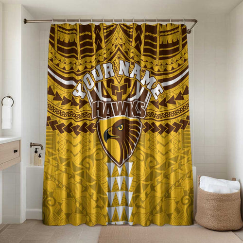 Personalized Hawthorn Hawks Bathroom Set Polynesian Tribal Pattern Heritage Football