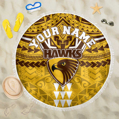 Personalized Hawthorn Hawks Beach Blanket Polynesian Tribal Pattern Heritage Football