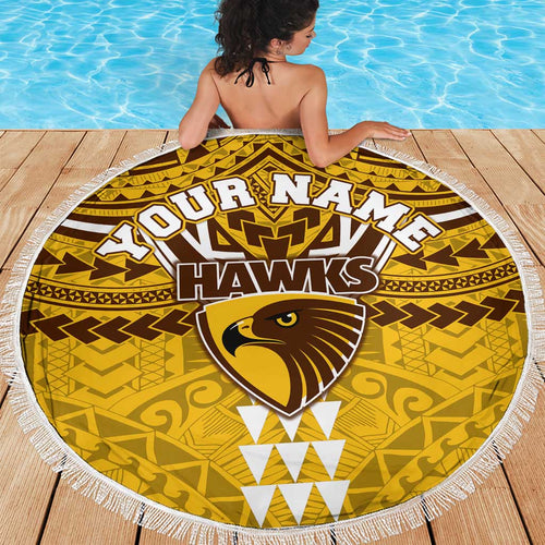 Personalized Hawthorn Hawks Beach Blanket Polynesian Tribal Pattern Heritage Football