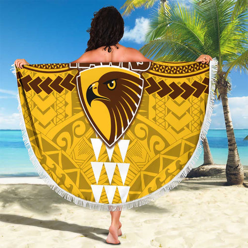 Personalized Hawthorn Hawks Beach Blanket Polynesian Tribal Pattern Heritage Football