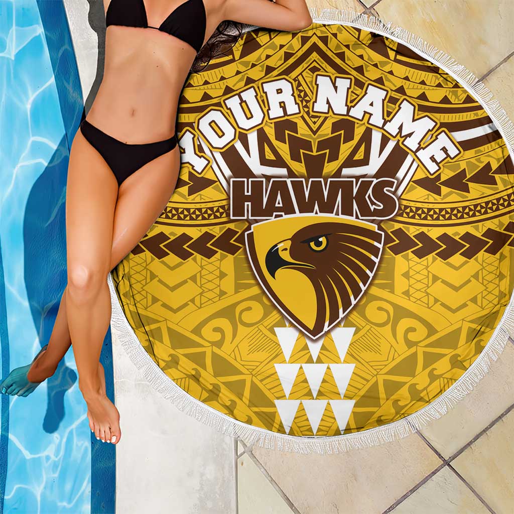 Personalized Hawthorn Hawks Beach Blanket Polynesian Tribal Pattern Heritage Football