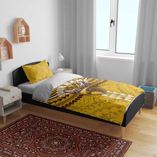 Personalized Hawthorn Hawks Bedding Set Polynesian Tribal Pattern Heritage Football