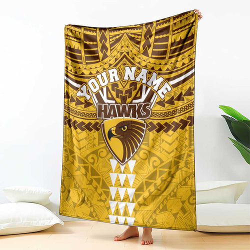 Personalized Hawthorn Hawks Blanket Polynesian Tribal Pattern Heritage Football