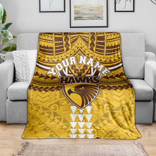 Personalized Hawthorn Hawks Blanket Polynesian Tribal Pattern Heritage Football