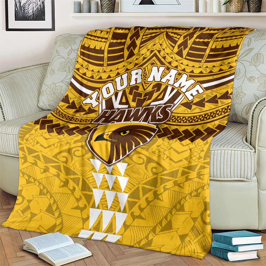 Personalized Hawthorn Hawks Blanket Polynesian Tribal Pattern Heritage Football