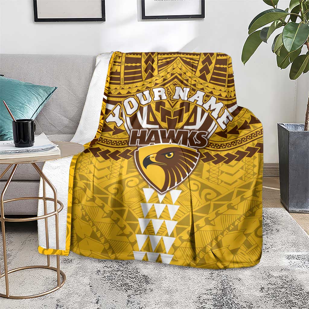 Personalized Hawthorn Hawks Blanket Polynesian Tribal Pattern Heritage Football
