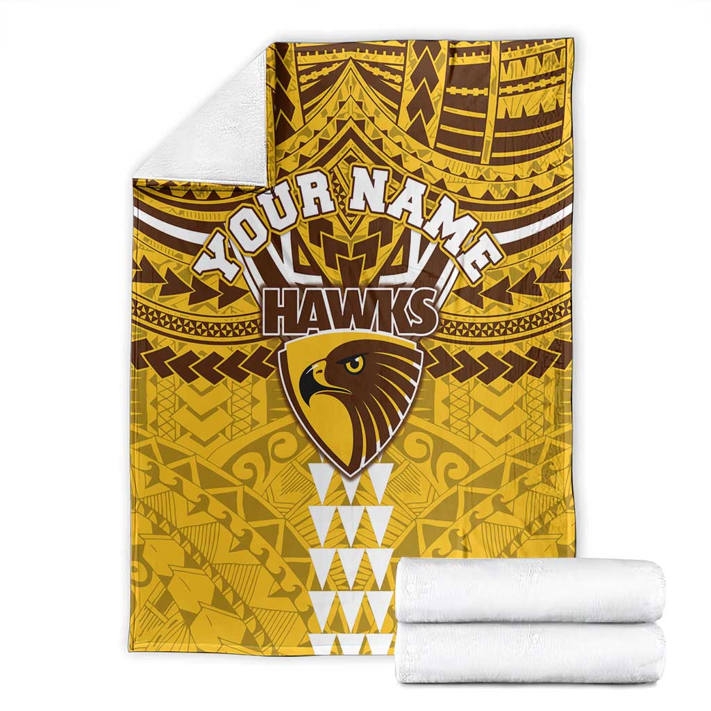 Personalized Hawthorn Hawks Blanket Polynesian Tribal Pattern Heritage Football