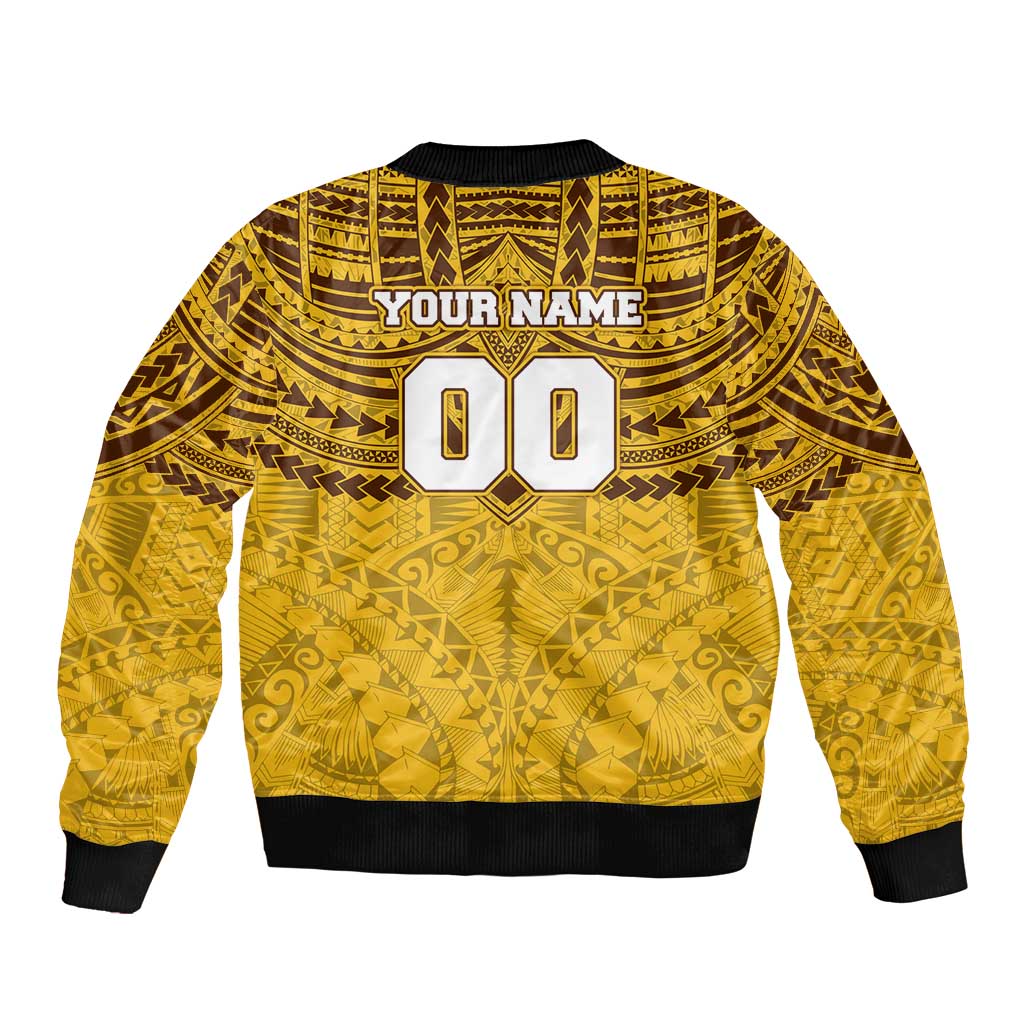 Personalized Hawthorn Hawks Bomber Jacket Polynesian Tribal Pattern Heritage Football