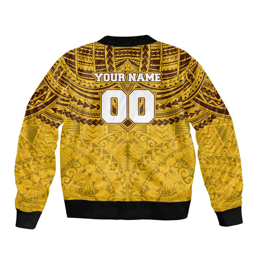 Personalized Hawthorn Hawks Bomber Jacket Polynesian Tribal Pattern Heritage Football
