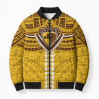 Personalized Hawthorn Hawks Bomber Puffer Jacket Polynesian Tribal Pattern Heritage Football