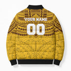 Personalized Hawthorn Hawks Bomber Puffer Jacket Polynesian Tribal Pattern Heritage Football