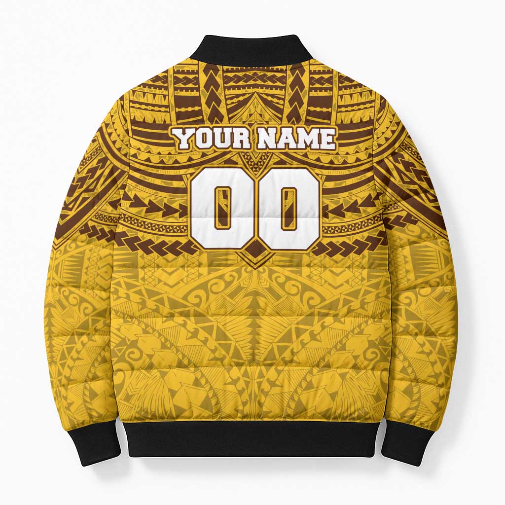 Personalized Hawthorn Hawks Bomber Puffer Jacket Polynesian Tribal Pattern Heritage Football
