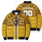 Personalized Hawthorn Hawks Bomber Puffer Jacket Polynesian Tribal Pattern Heritage Football