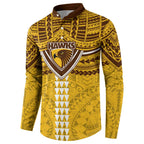 Personalized Hawthorn Hawks Button Sweatshirt Polynesian Tribal Pattern Heritage Football