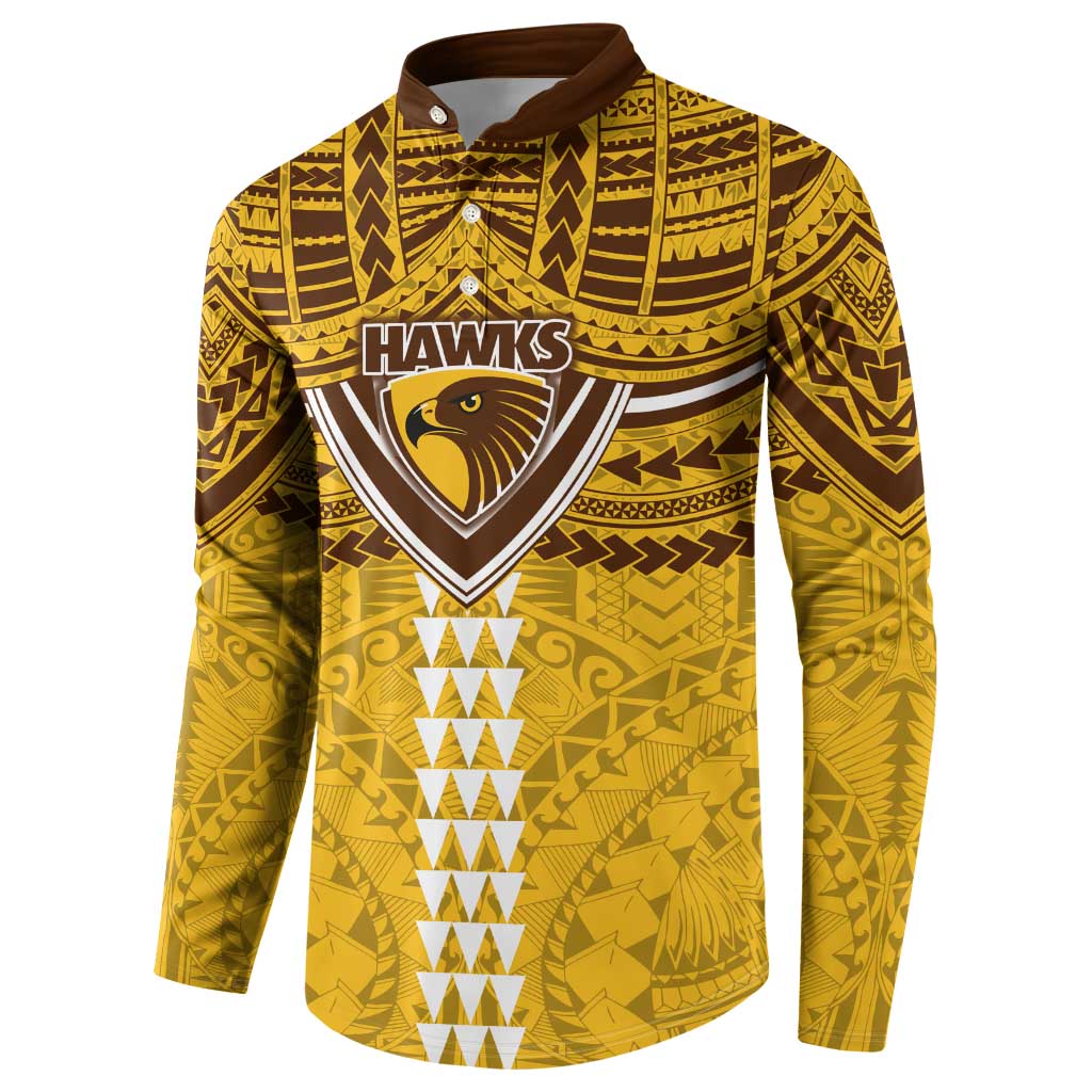 Personalized Hawthorn Hawks Button Sweatshirt Polynesian Tribal Pattern Heritage Football