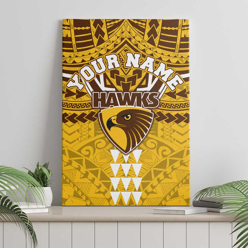 Personalized Hawthorn Hawks Canvas Wall Art Polynesian Tribal Pattern Heritage Football