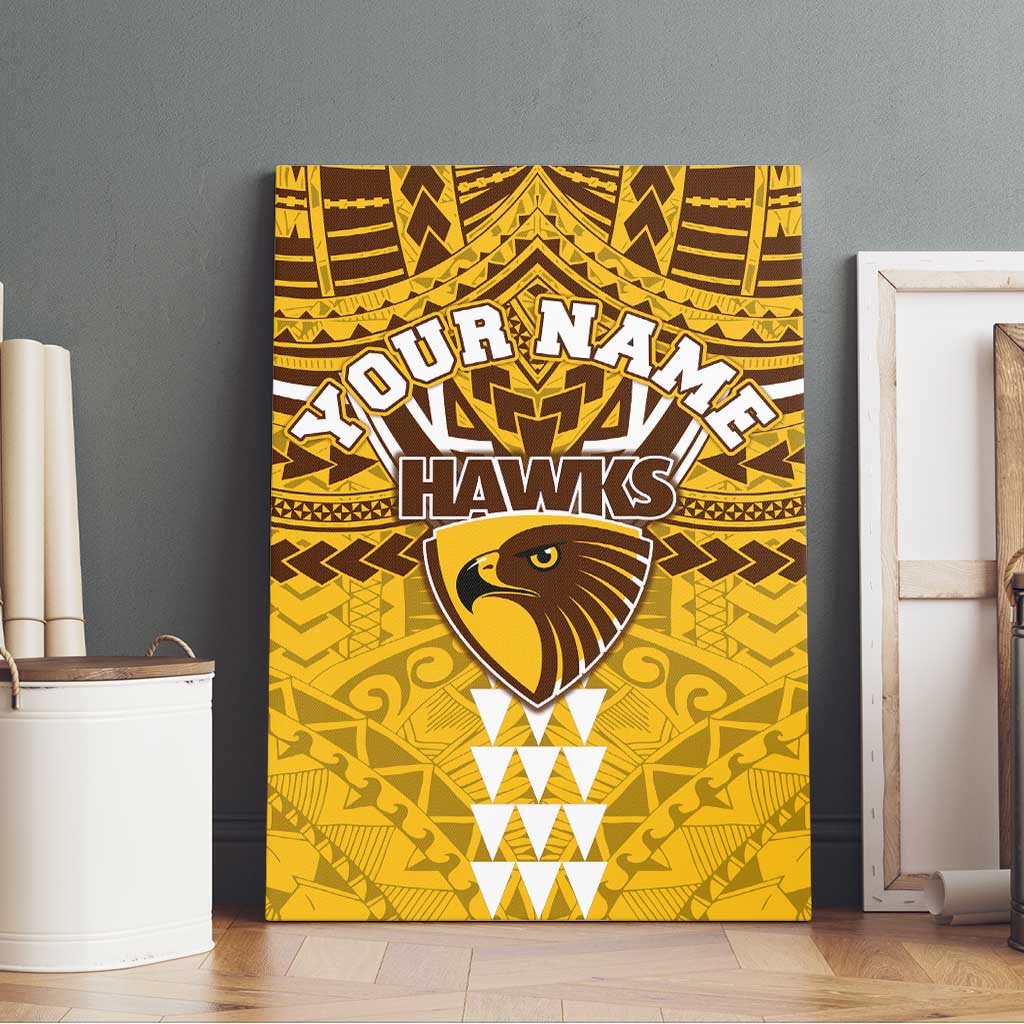 Personalized Hawthorn Hawks Canvas Wall Art Polynesian Tribal Pattern Heritage Football