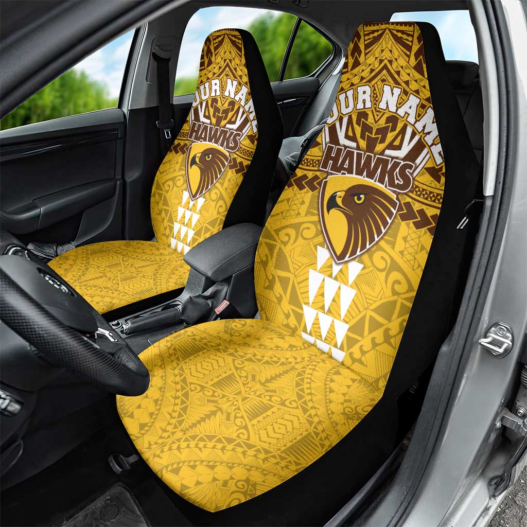 Personalized Hawthorn Hawks Car Seat Cover Polynesian Tribal Pattern Heritage Football