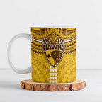 Personalized Hawthorn Hawks Ceramic Mug Polynesian Tribal Pattern Heritage Football