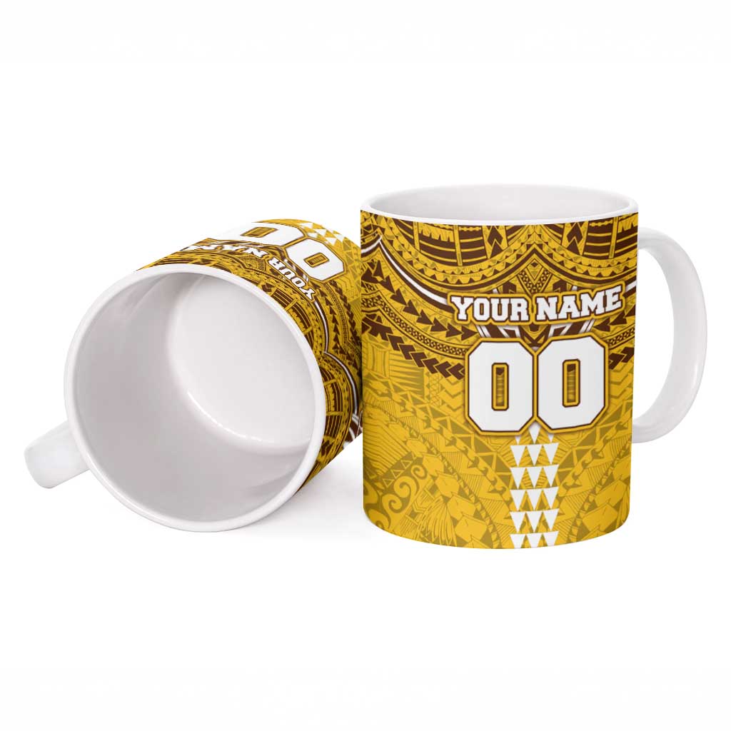 Personalized Hawthorn Hawks Ceramic Mug Polynesian Tribal Pattern Heritage Football