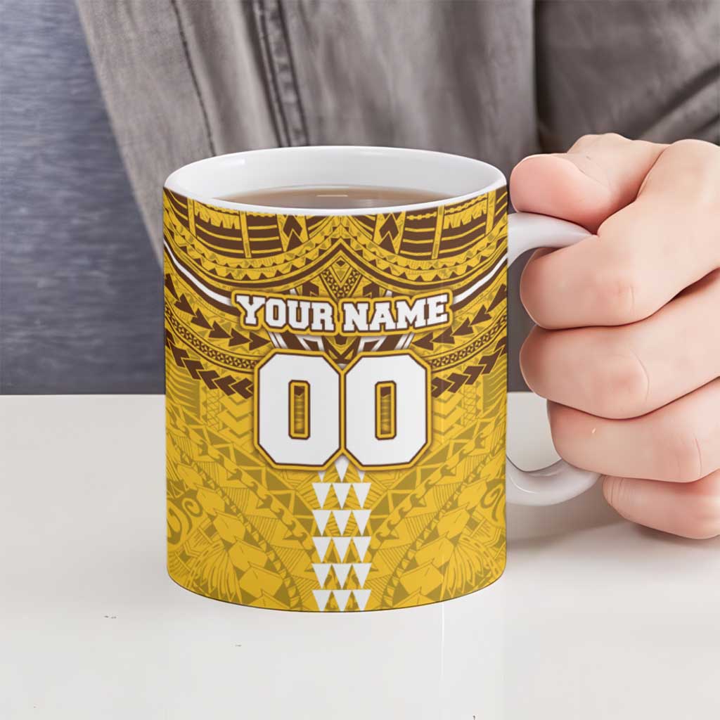 Personalized Hawthorn Hawks Ceramic Mug Polynesian Tribal Pattern Heritage Football