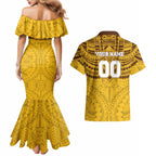 Personalized Hawthorn Hawks Couples Matching Mermaid Dress and Hawaiian Shirt Polynesian Tribal Pattern Heritage Football