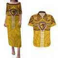 Personalized Hawthorn Hawks Couples Matching Puletasi and Hawaiian Shirt Polynesian Tribal Pattern Heritage Football