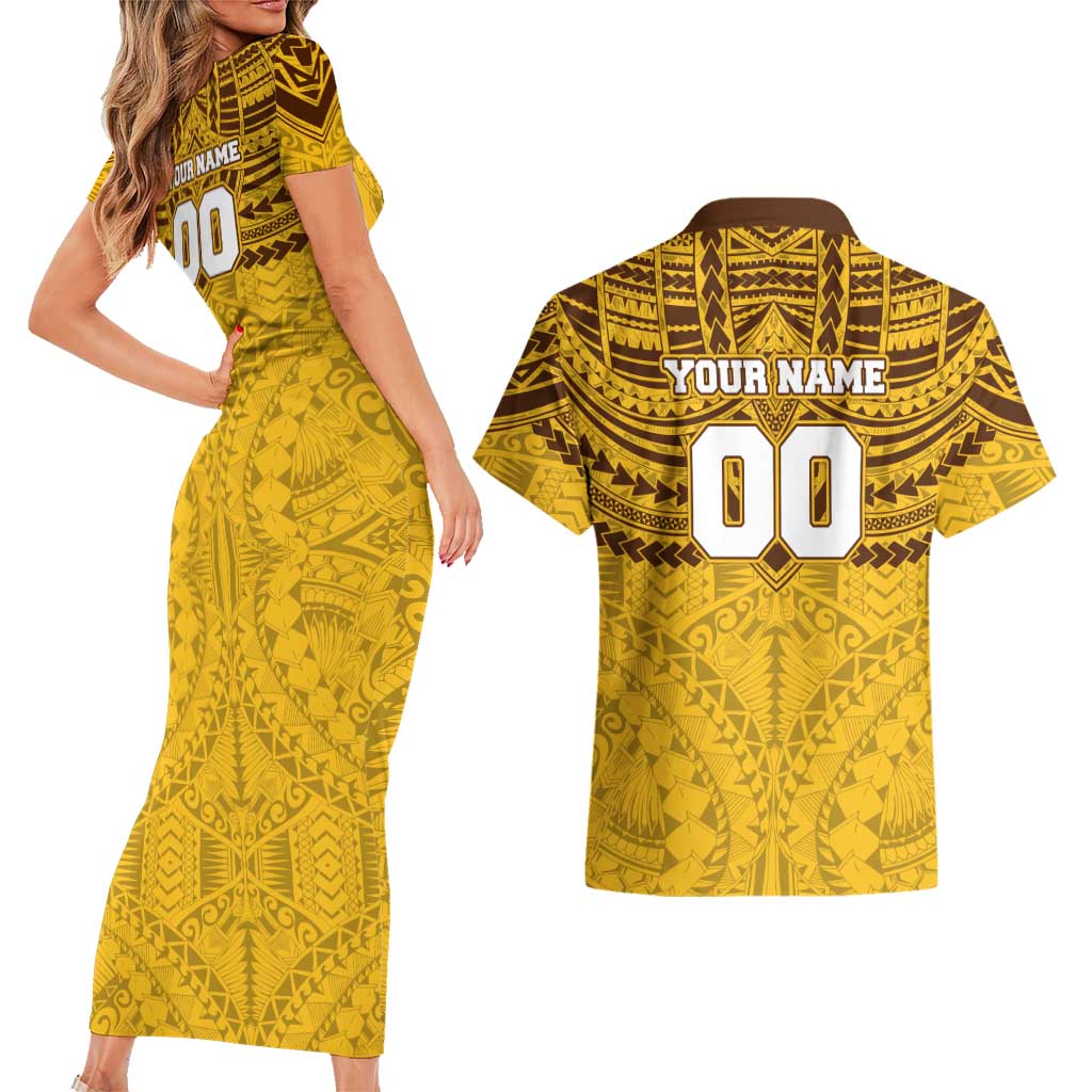Personalized Hawthorn Hawks Couples Matching Short Sleeve Bodycon Dress and Hawaiian Shirt Polynesian Tribal Pattern Heritage Football