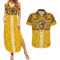 Personalized Hawthorn Hawks Couples Matching Summer Maxi Dress and Hawaiian Shirt Polynesian Tribal Pattern Heritage Football