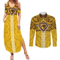 Personalized Hawthorn Hawks Couples Matching Summer Maxi Dress and Long Sleeve Button Shirt Polynesian Tribal Pattern Heritage Football