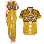 Personalized Hawthorn Hawks Couples Matching Tank Maxi Dress and Hawaiian Shirt Polynesian Tribal Pattern Heritage Football
