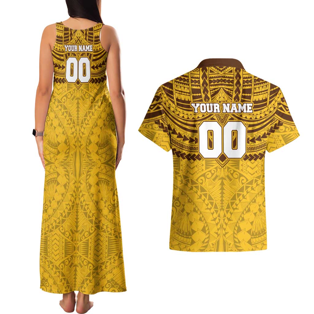 Personalized Hawthorn Hawks Couples Matching Tank Maxi Dress and Hawaiian Shirt Polynesian Tribal Pattern Heritage Football