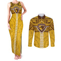 Personalized Hawthorn Hawks Couples Matching Tank Maxi Dress and Long Sleeve Button Shirt Polynesian Tribal Pattern Heritage Football