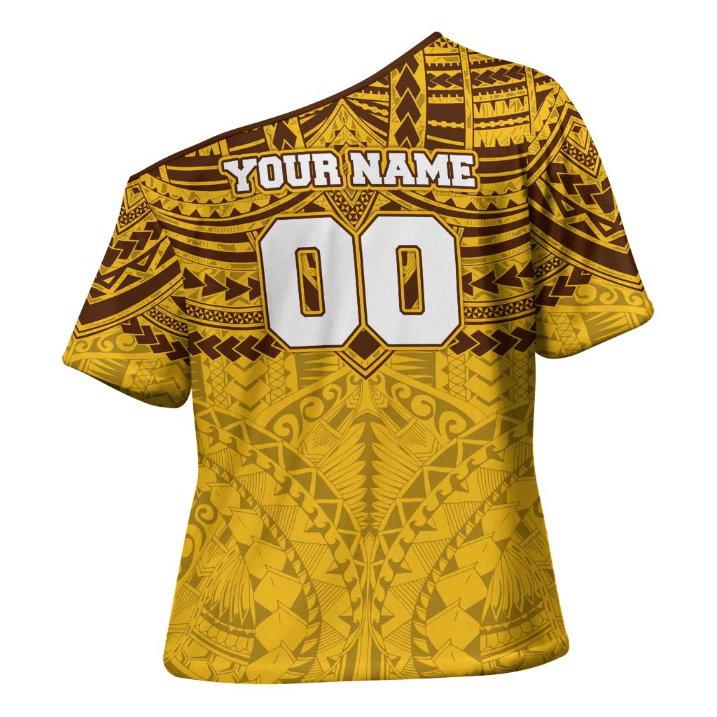 Personalized Hawthorn Hawks Cross Shoulder Shirt Polynesian Tribal Pattern Heritage Football