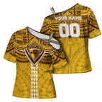Personalized Hawthorn Hawks Cross Shoulder Shirt Polynesian Tribal Pattern Heritage Football