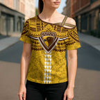 Personalized Hawthorn Hawks Cross Shoulder Shirt Polynesian Tribal Pattern Heritage Football
