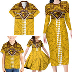 Personalized Hawthorn Hawks Family Matching Long Sleeve Bodycon Dress and Hawaiian Shirt Polynesian Tribal Pattern Heritage Football