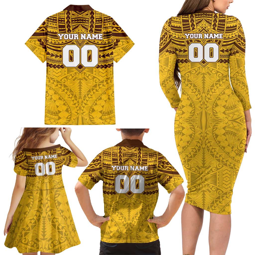 Personalized Hawthorn Hawks Family Matching Long Sleeve Bodycon Dress and Hawaiian Shirt Polynesian Tribal Pattern Heritage Football