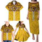 Personalized Hawthorn Hawks Family Matching Puletasi and Hawaiian Shirt Polynesian Tribal Pattern Heritage Football