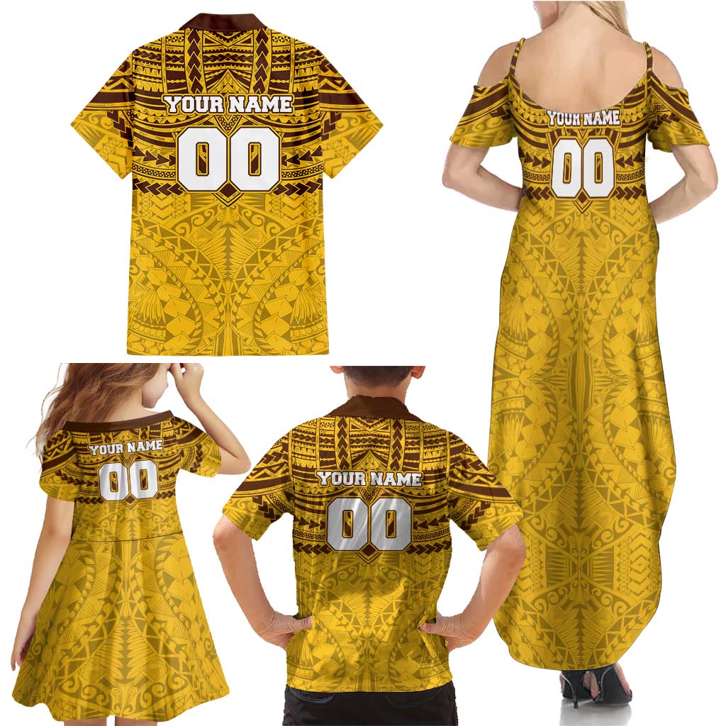 Personalized Hawthorn Hawks Family Matching Summer Maxi Dress and Hawaiian Shirt Polynesian Tribal Pattern Heritage Football