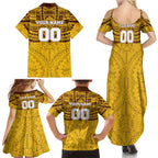 Personalized Hawthorn Hawks Family Matching Summer Maxi Dress and Hawaiian Shirt Polynesian Tribal Pattern Heritage Football