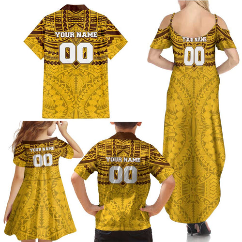 Personalized Hawthorn Hawks Family Matching Summer Maxi Dress and Hawaiian Shirt Polynesian Tribal Pattern Heritage Football