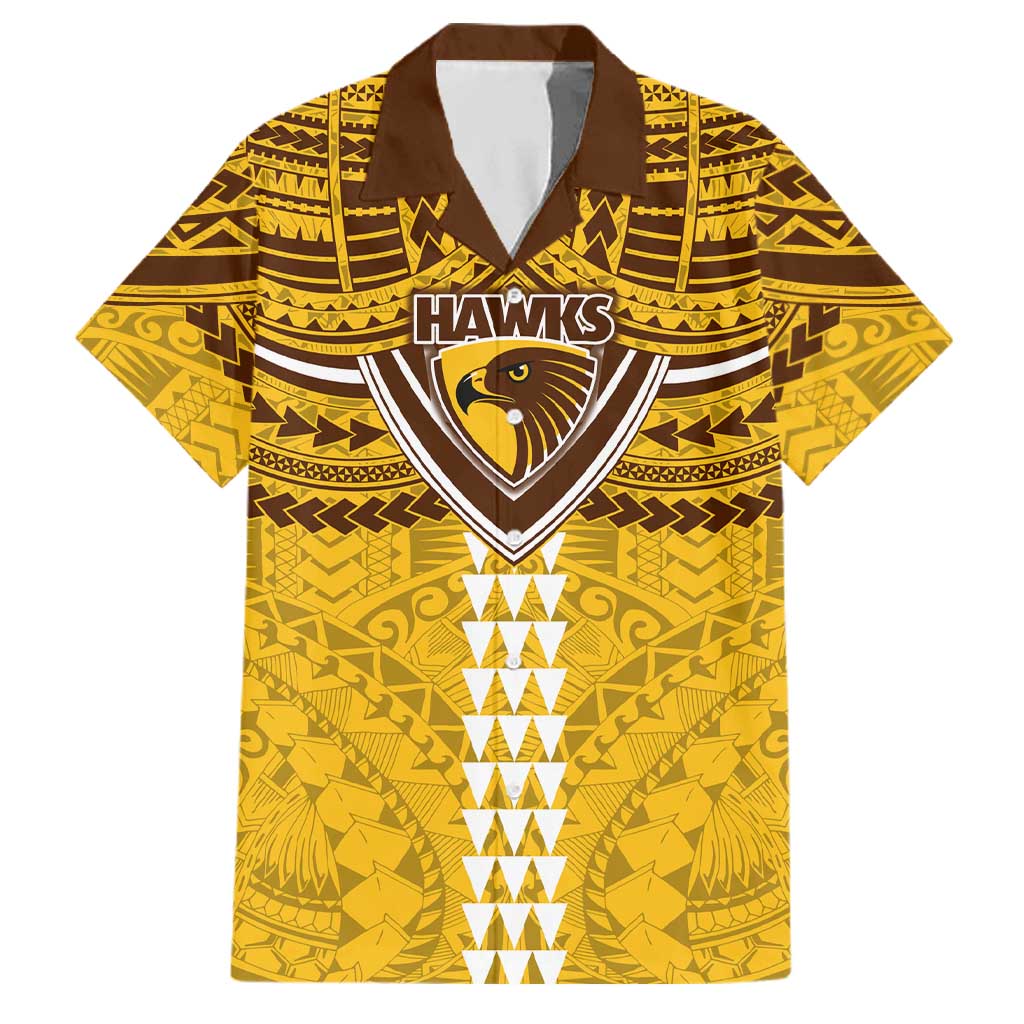 Personalized Hawthorn Hawks Family Matching Summer Maxi Dress and Hawaiian Shirt Polynesian Tribal Pattern Heritage Football