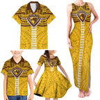 Personalized Hawthorn Hawks Family Matching Tank Maxi Dress and Hawaiian Shirt Polynesian Tribal Pattern Heritage Football